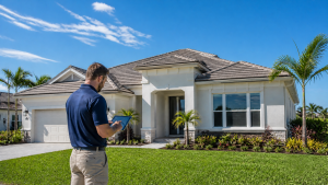Professional home inspector conducting residential home inspections in Mid-Florida with drone roof inspection technology
